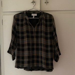 Apiece Apart flowy cotton flannel plaid with metallic gold accents size 6